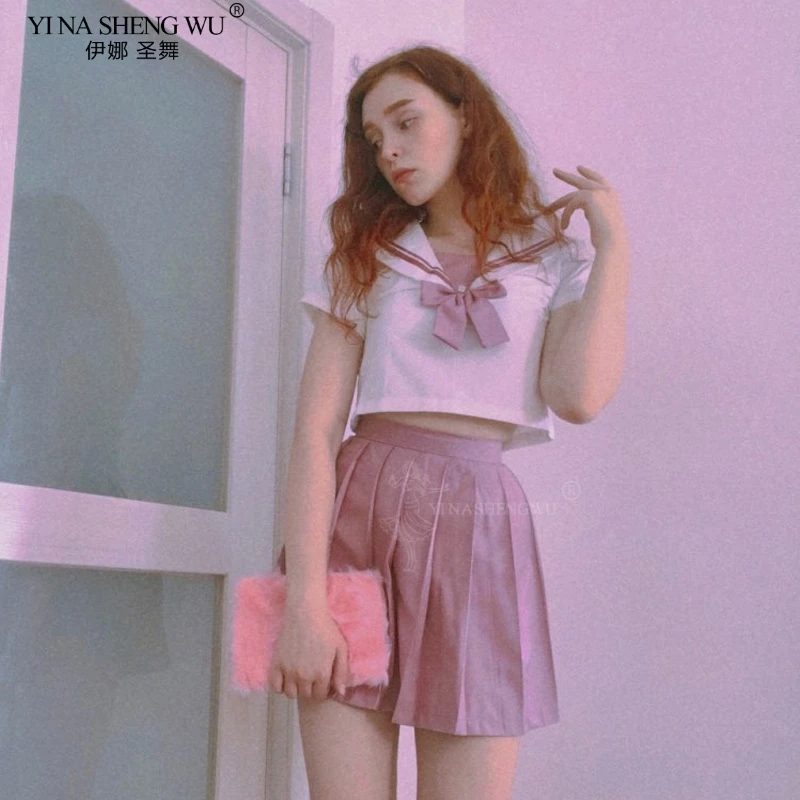 Японская розовая Униформа JK сакуры униформа матроска для учеников средней школы