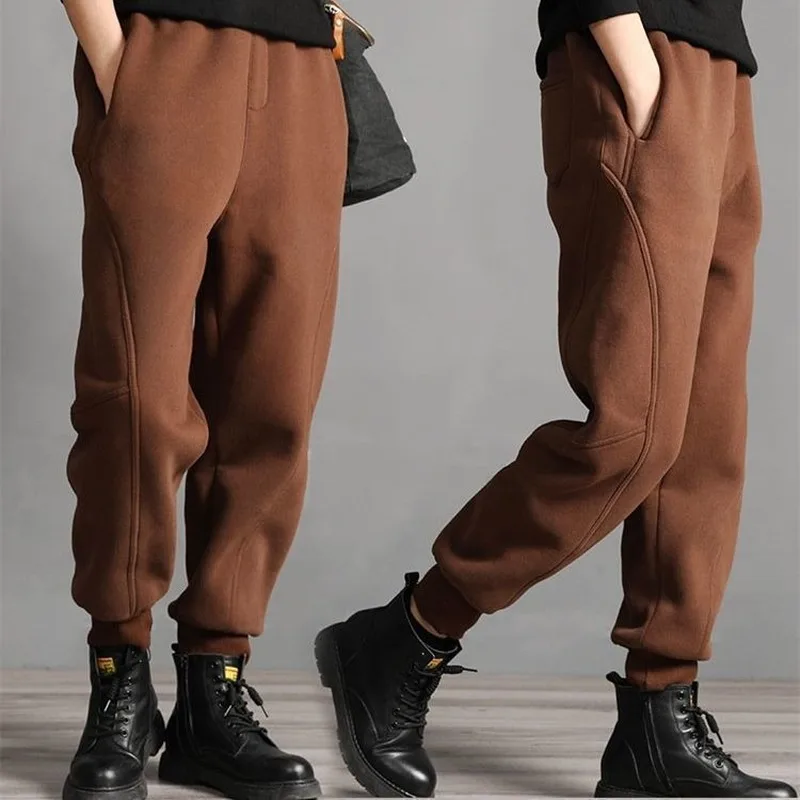 

Plus Velvet Trousers Women's Winter Models of Large Size Stitching Loose and Thin Casual Pants Thickened Harem Sports Pants