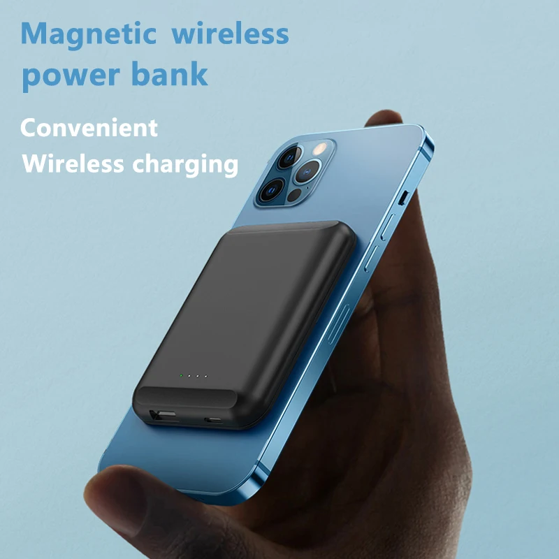 

Магнитное Беспроводное зарядное устройство на 5000 мАч для iPhone 12 13 Pro Max 12, внешний вспомогательный мини-аккумулятор