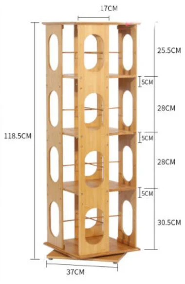 Четырехуровневый бамбуковый книжный шкаф с поворотом 118*37*37 см полка для хранения
