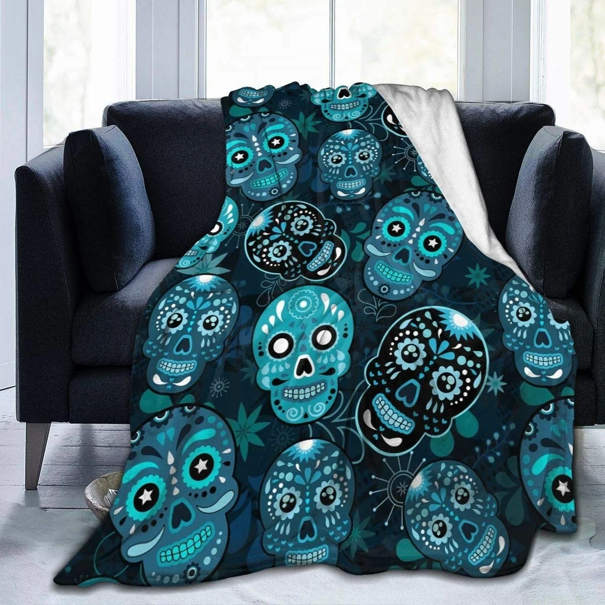 

Decke Für Couch Sofa Weiche Warme Flanell Leichte Airair Conditione Decke Bettdecke 59x86Inch Festival Decor Schädel