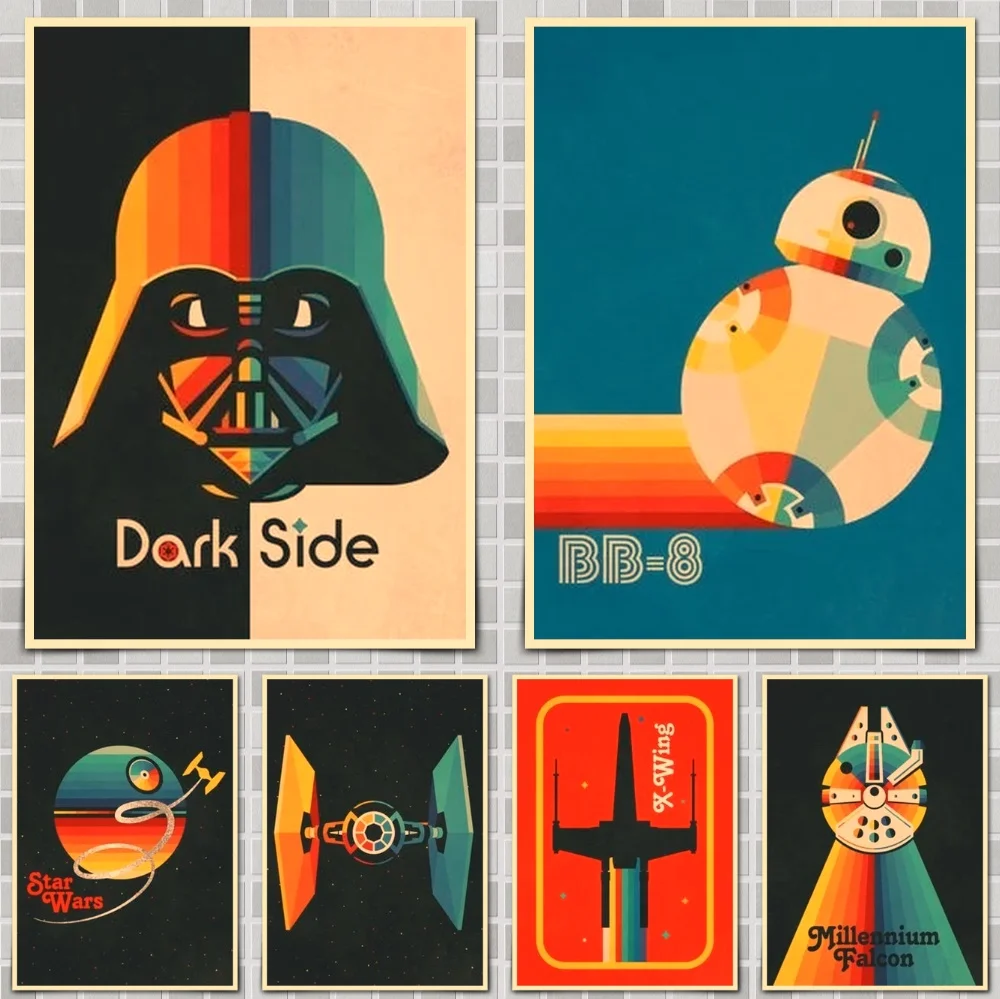 

Rainbow Star Wars Movie Poster Wall Stickers For Home Room Bar Decor Art