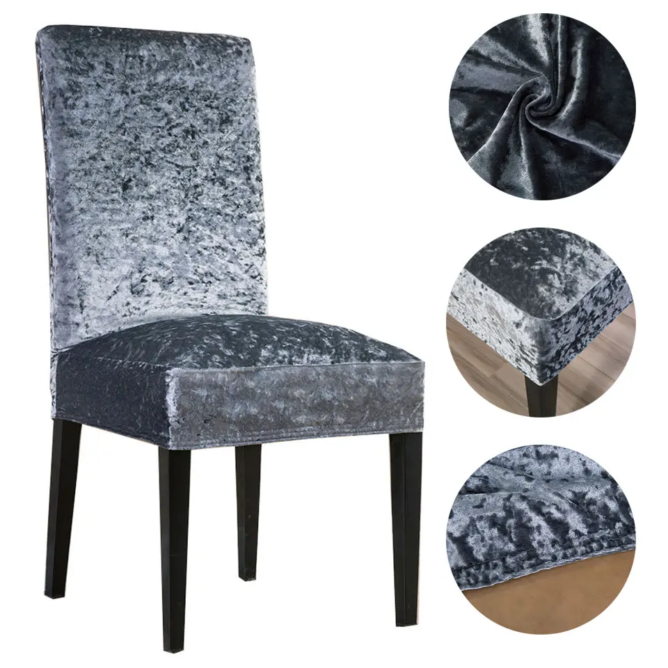 

Super Soft And Delicate Velvet Chair Cover For Kitchen/Wedding Elastic Chair Covers Spandex Dining Room Chair Cover With Back