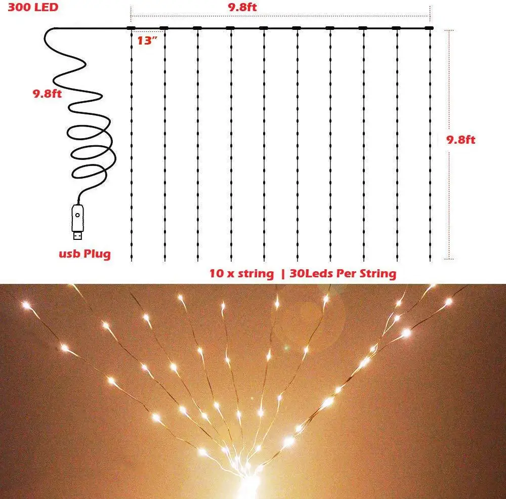 

Explosive firefly lamp USB with remote copper wire lamp curtain lamp Christmas day string