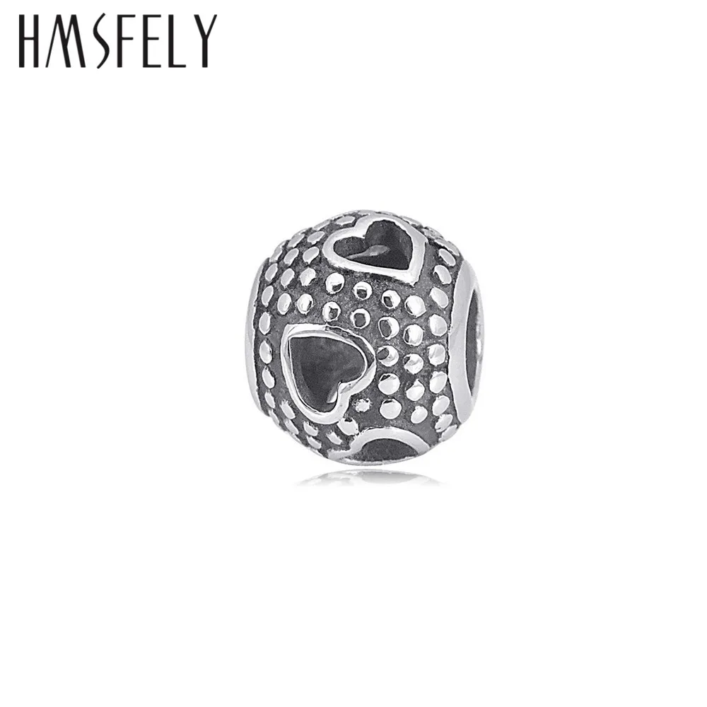 Золотые круглые бусины шармы HMSFELY из нержавеющей стали 316l европейские для