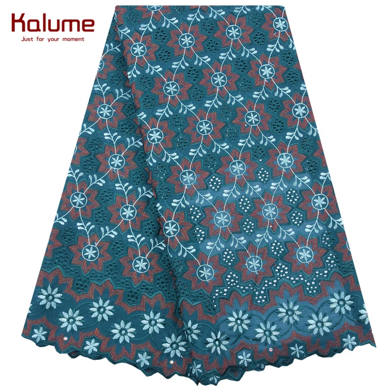 Kalume настоящий Африканский швейцарский тюль кружевная ткань Цветочная вышивка