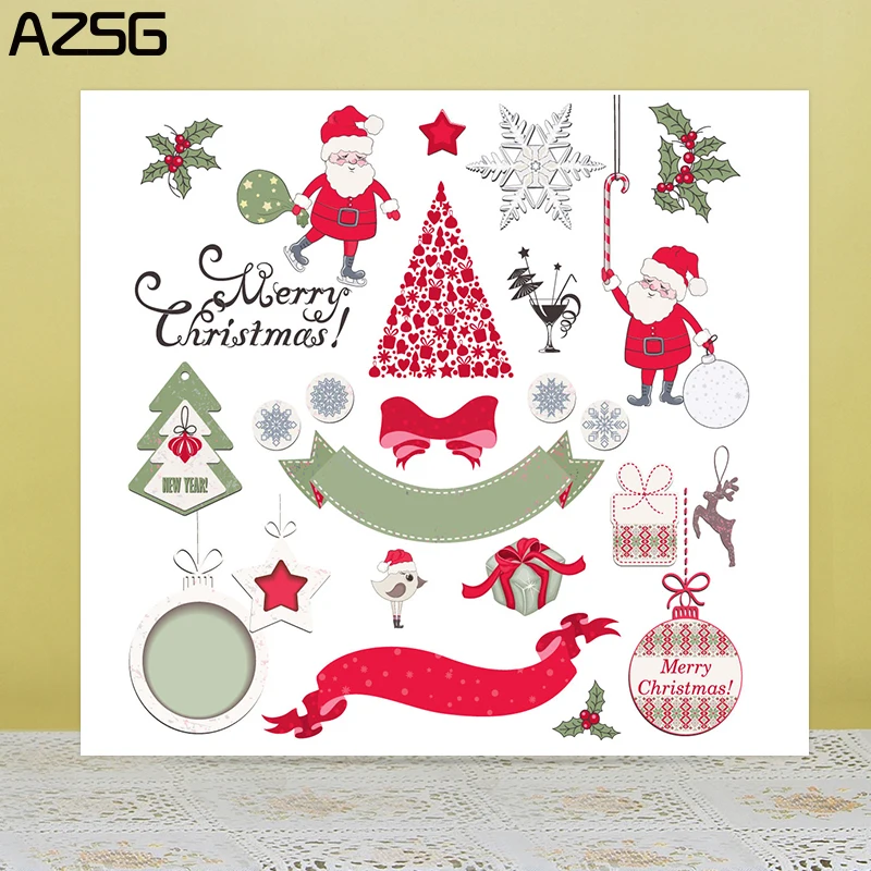 

AZSG Merry Christmas Santa Claus gifts Clear Stamps For DIY Scrapbooking/Card Making/Album Decorative Silicone Stamp Crafts