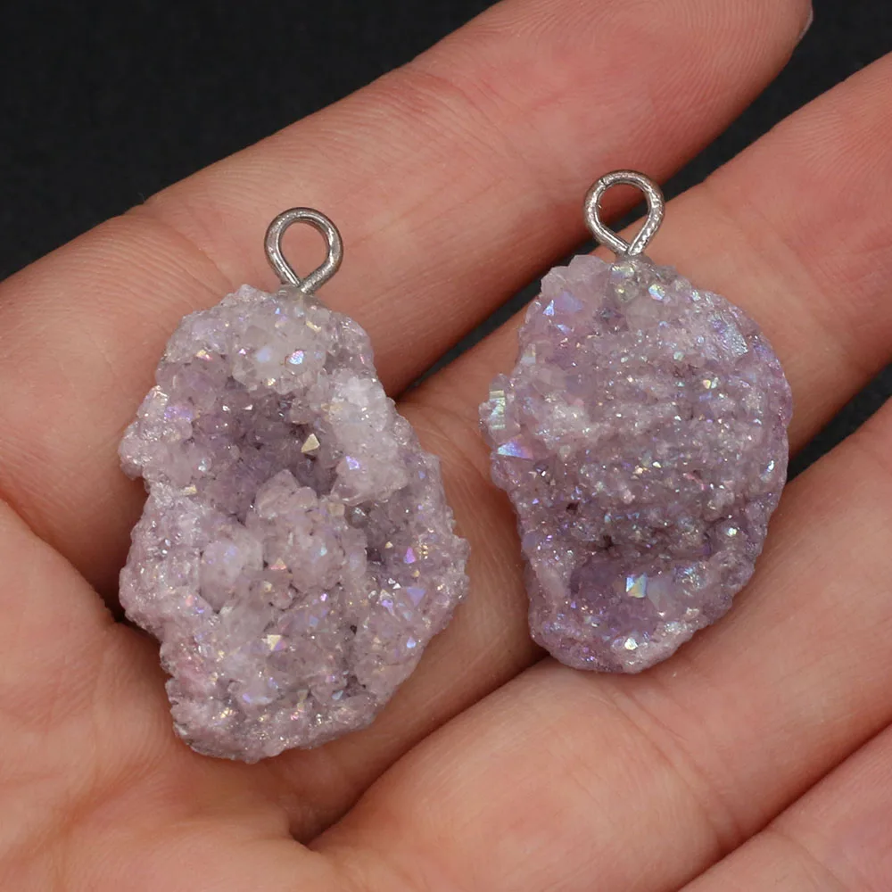 

Natural Druzy Agates Pendants Charms Irregular Shape Stone Pendants DIY for Necklace or Jewelry Making Size 20x25-23x30mm