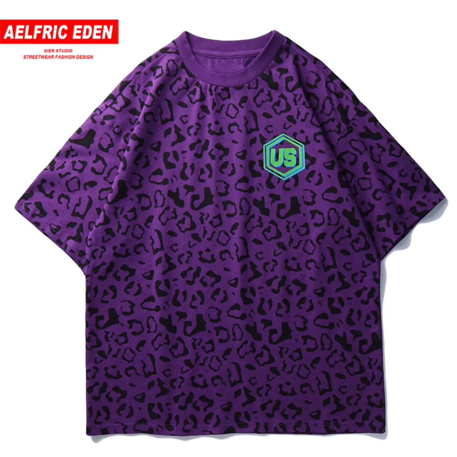 Мужская футболка в стиле хип-хоп с леопардовым принтом хлопок 2020 Харадзюку