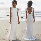 Пляжные свадебные платья с V-образным вырезом, мягкий сатин, со шлейфом, дешевые длинные Богемные аксессуары с открытой спиной, большие размеры