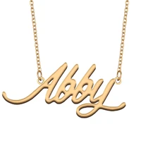 abby name necklace for women stainless steel jewelry 18k gold plated alphabet nameplate pendant femme mother girlfriend gift