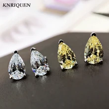 2021 Trend 100% 925 Sterling Silver 5*8mm Water Drop Topaz High Carbon Lab Diamonds Stud Earrings Wedding Fine Jewelry for Women