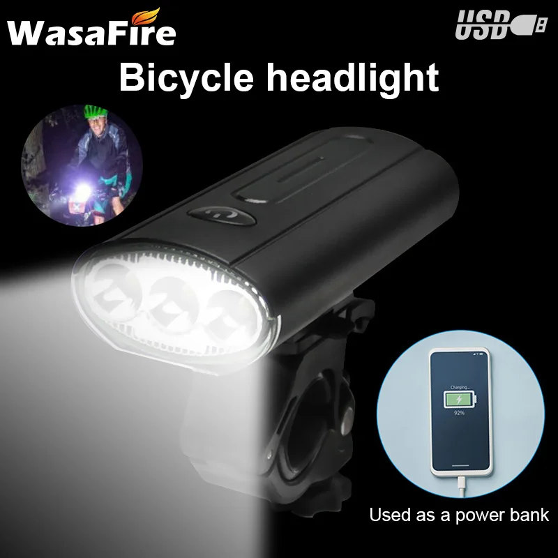 

Велосипедный передний фонарь 4000 мАч USB Перезаряжаемый велосипедный налобный фонарь 3 * T6 светодиодный велосипедный налобный фонарь для ночн...