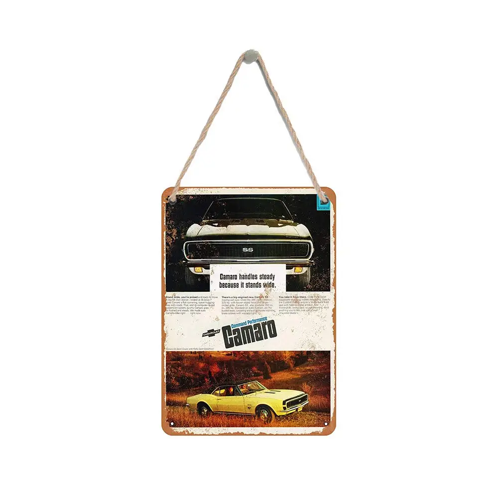 

Isaric деревянный подвесной знак 8X12 дюймов 1967 автомобильный арт Camaro SS Sport Coupe Забавный деревянный знак