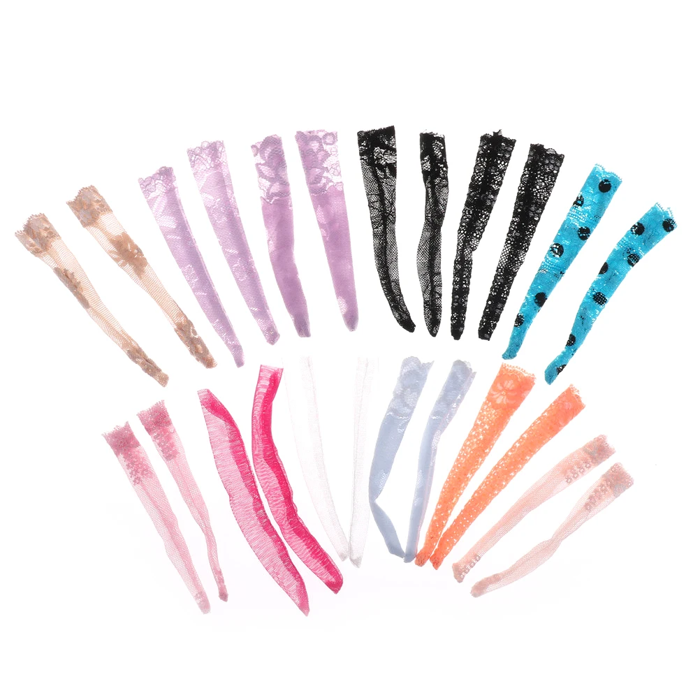 

3 Pairs Mixed Style Long Stockings Daily Casual Wear Clothes Doll Accessories Gifts Toy 13 cm Colourful Lace Socks