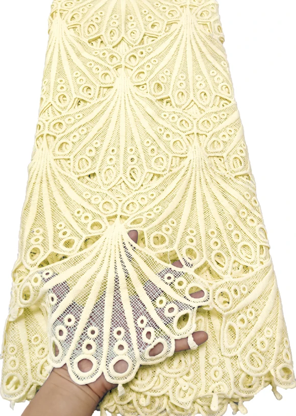 

popular style 5yards guipure lace fabric newcoming african milk silk lace fabric good quality stones water soluble lace PPOC109
