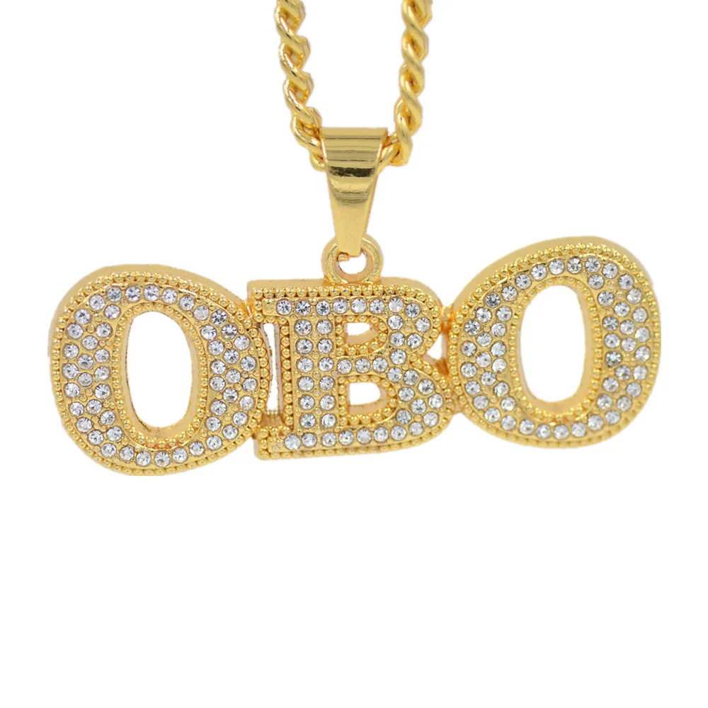 Uodesign Gold Finish Iced Crystal Letter OBO Pendants &amp Necklaces Charm Men Women Hip Hop Jewelry | Украшения и аксессуары