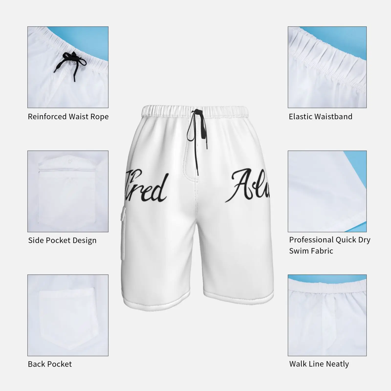 Пляжные шорты-всегда устали всегда каллиграфия шрифт уставших тату Забавный Postyco