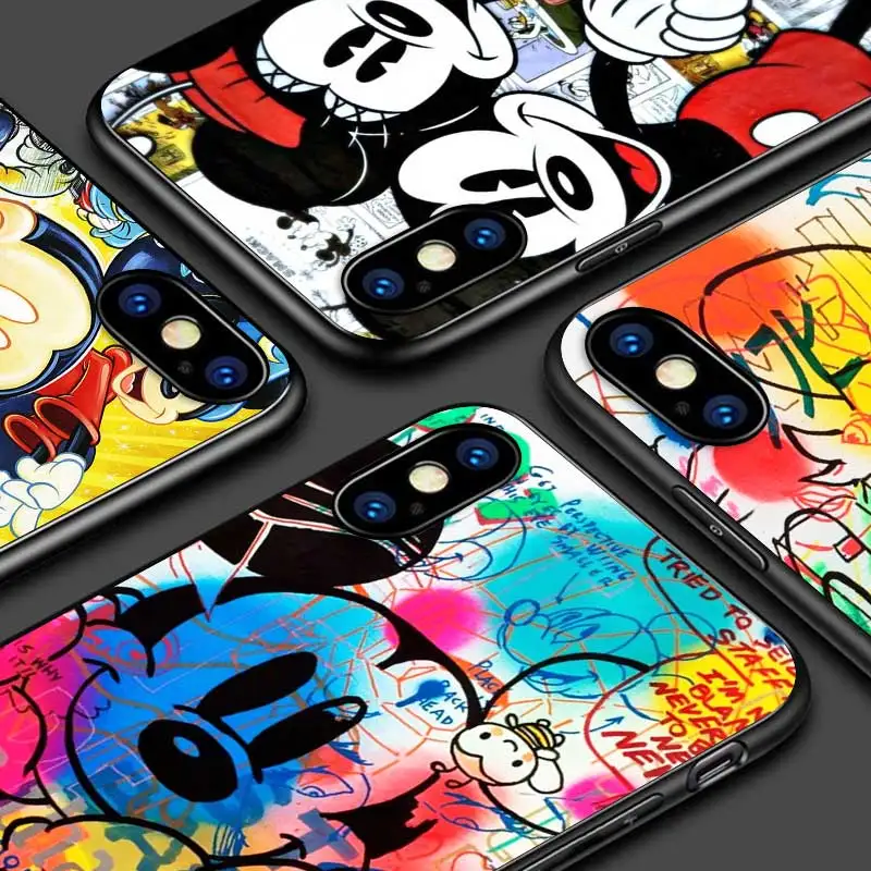 

Black Silicone Cover Mickey and Minnie cute For Apple iPhone 13 12 11 SE XS XR X 7 8 6 5 S mini Plus Pro MAX 2020 Phone Case