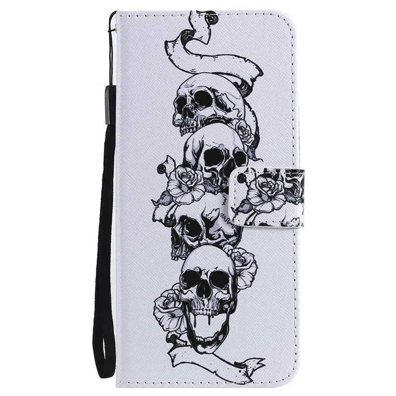 Skull Для samsung Galaxy j3 j5 A5 A3 j1 S5 S6 S7 край S8 S9 S10E S10 A6 плюс флип окрашенные Капа чехол для телефона Чехол кошелек Coque D06F - Цвет: Skull