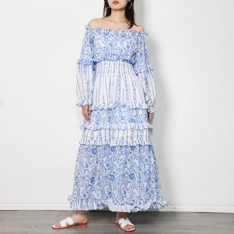 Женское платье с вырезом лодочкой [EWQ] розовое Элегантное Длинное Платье новая