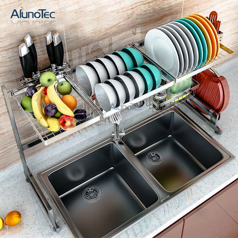 2-слойный держатель для сушки полка хранения 85 см кухонный металлический