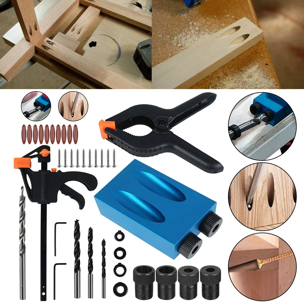 34 шт. Деревообрабатывающие инструменты косый угол локатор отверстий набор сверл