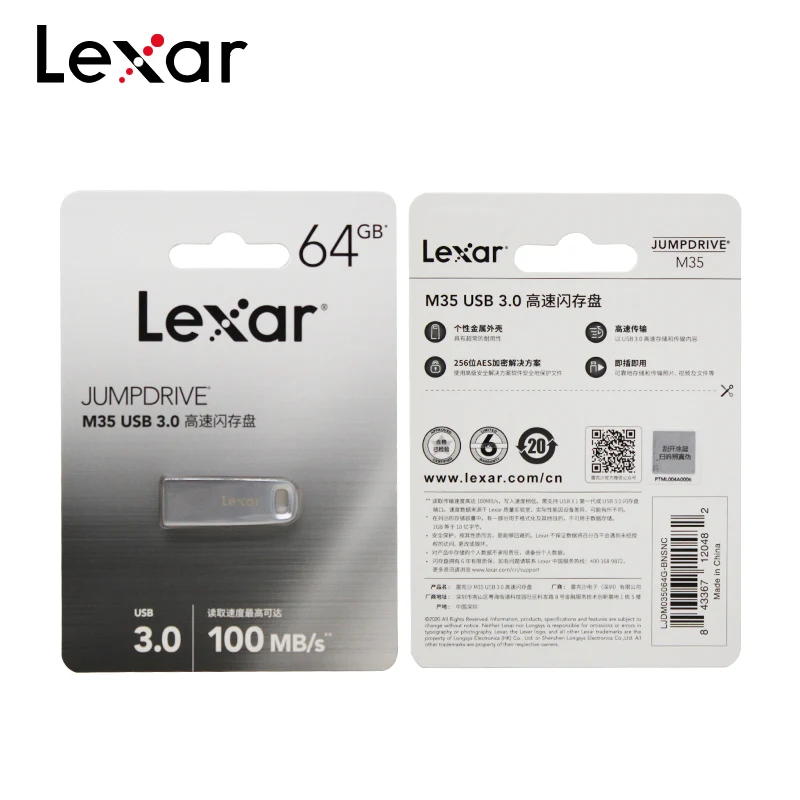 

Lexar 64GB Memory Stick USB 3.0 32GB Silver Metal U Disk Key Pendrive High Speed Transfer Max 150MB/s 100% Original M35 For PC