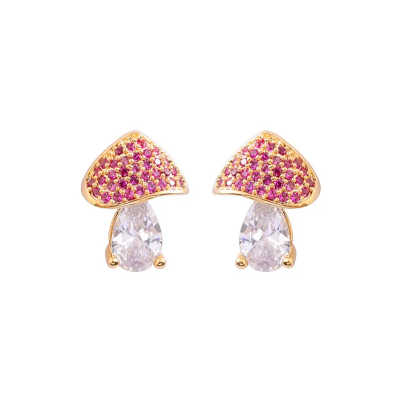 

Japan and South Korea New Fashion Trend Personality Fresh Girl Heart Earrings 925 Silver Needle Mini Cute Mushroom Earrings