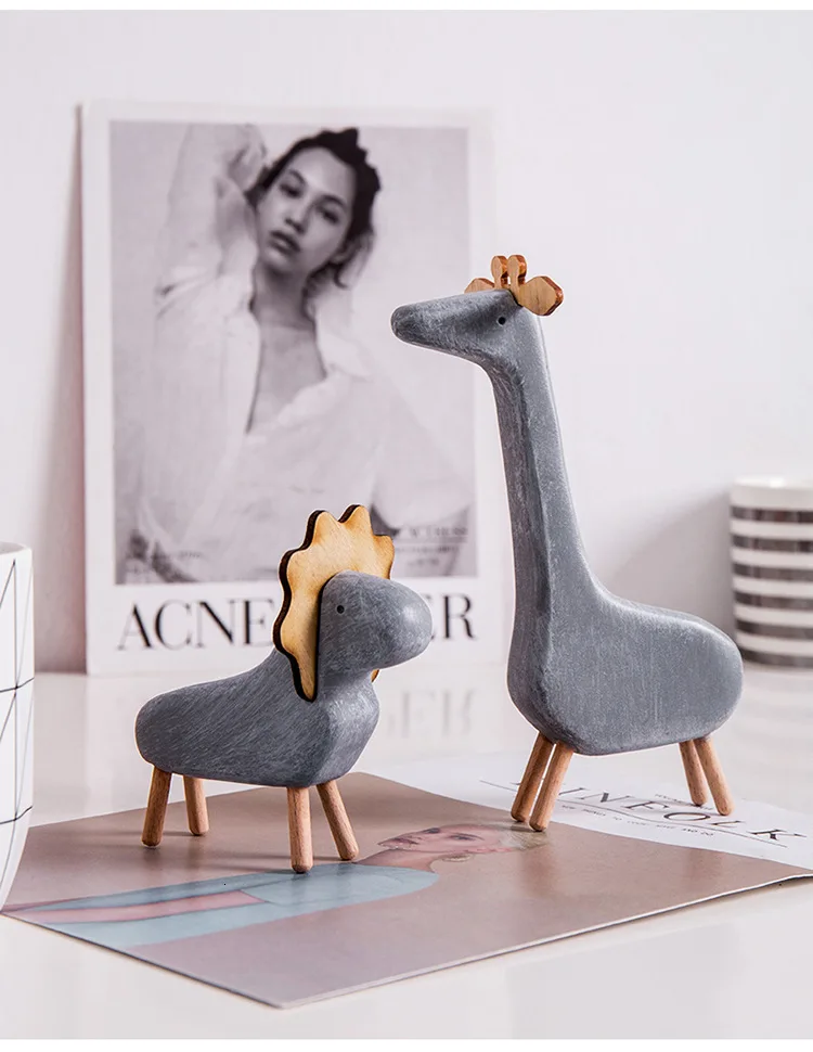 Living Room Decor Nordic Style Decoration Animal Figurines Cartoon Ornaments