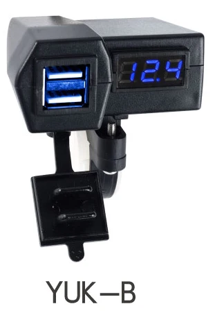 YUK-B Зарядное устройство Usb для мотоцикла, быстрая зарядка, штепсельная вилка, комплект, 4,2 A, напряжение, температура, дисплей, кабель, включение/выключение, водонепроницаемый двойной Usb, 12 В, 24 В, S - Название цвета: YUK-B