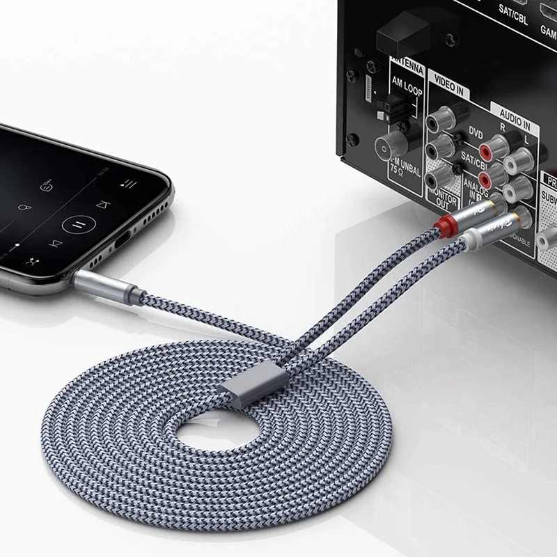 Кабель RCA-3 5 мм 2 шт. (6 футов) аудиокабель RCA от 3 до штекеров [экран hi-fi звук]