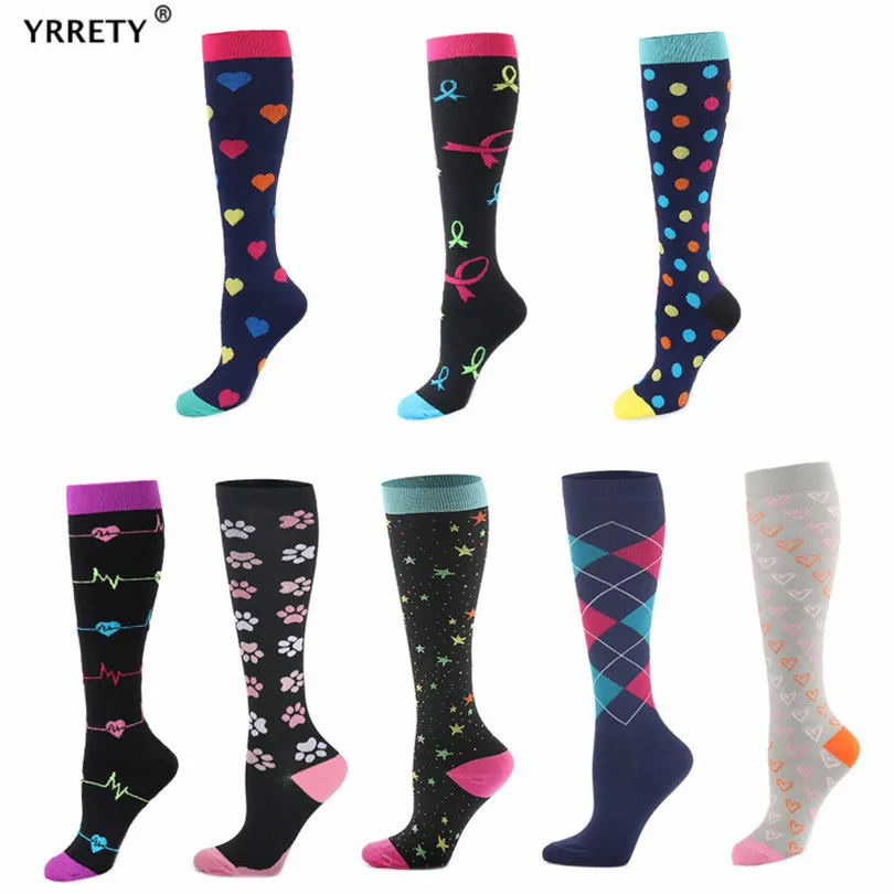 

YRRETY Unisex Elastic Outdoor Compression Long Stockings Men Women Breathable Nylon Fitness Sport Camping Protect Feet Dot Love