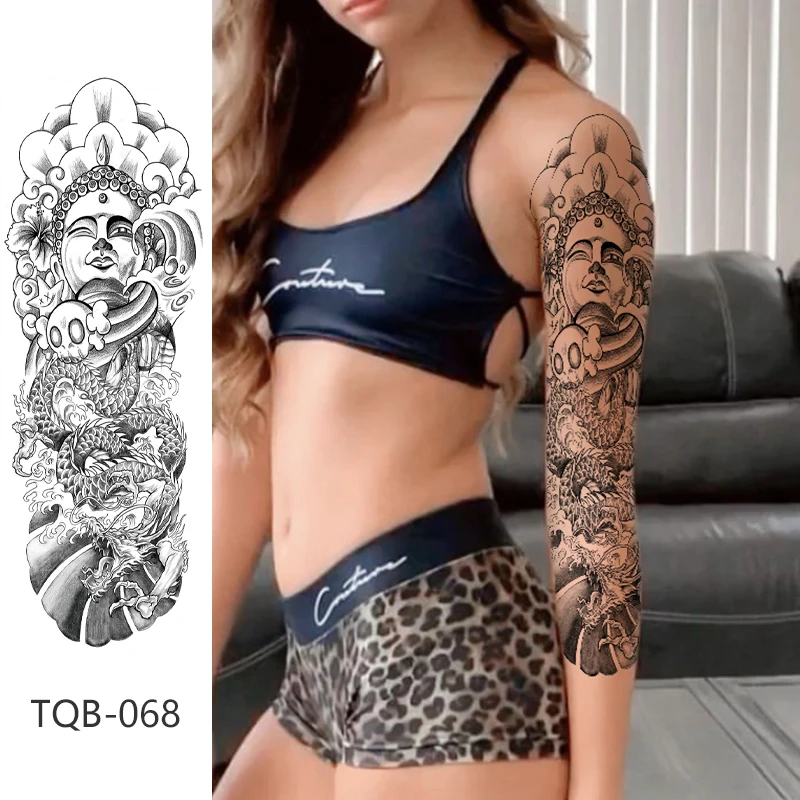 

Waterproof Temporary Tattoo Full Arm Tatoo Body Art Leg Makeup Tiger Flower Totem Watch Realistic Fake Tattoo Stickers For Women