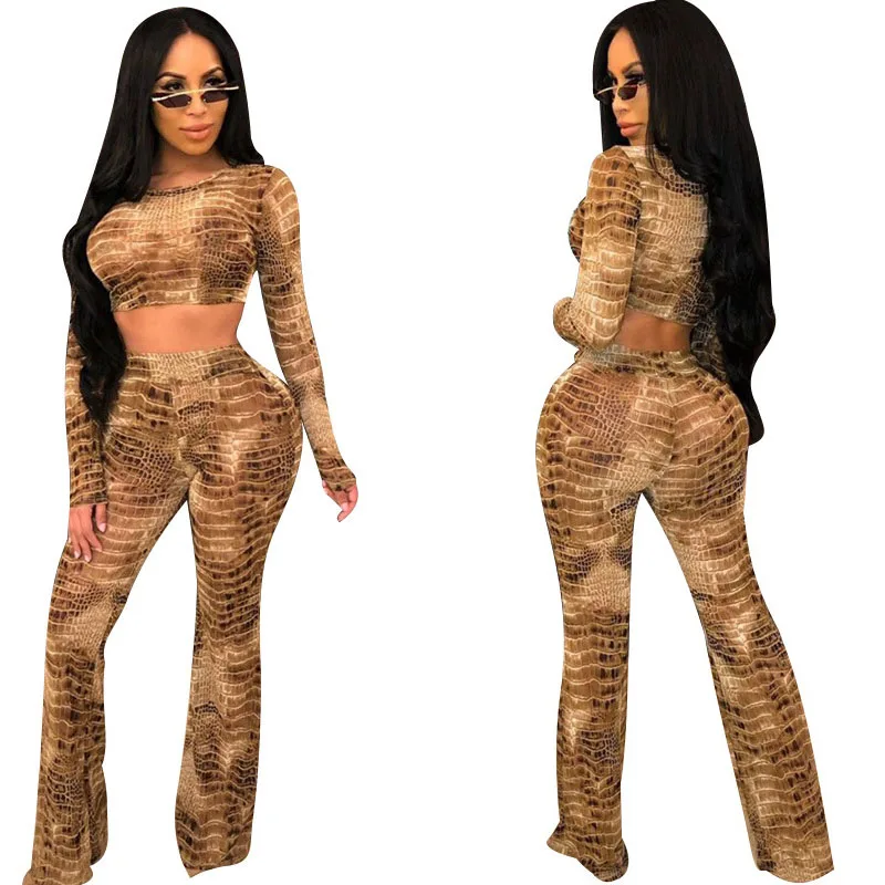 Женский комплект из двух предметов с леопардовым принтом повседневный