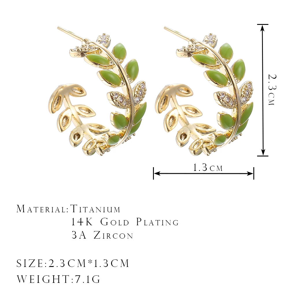 

ONYSS Luxury Earrings 2021 Trend Jewelery Women Long Pendants Cross Piercing Hollow Out 3A Zircon Leaf Shape Dangling Earrings