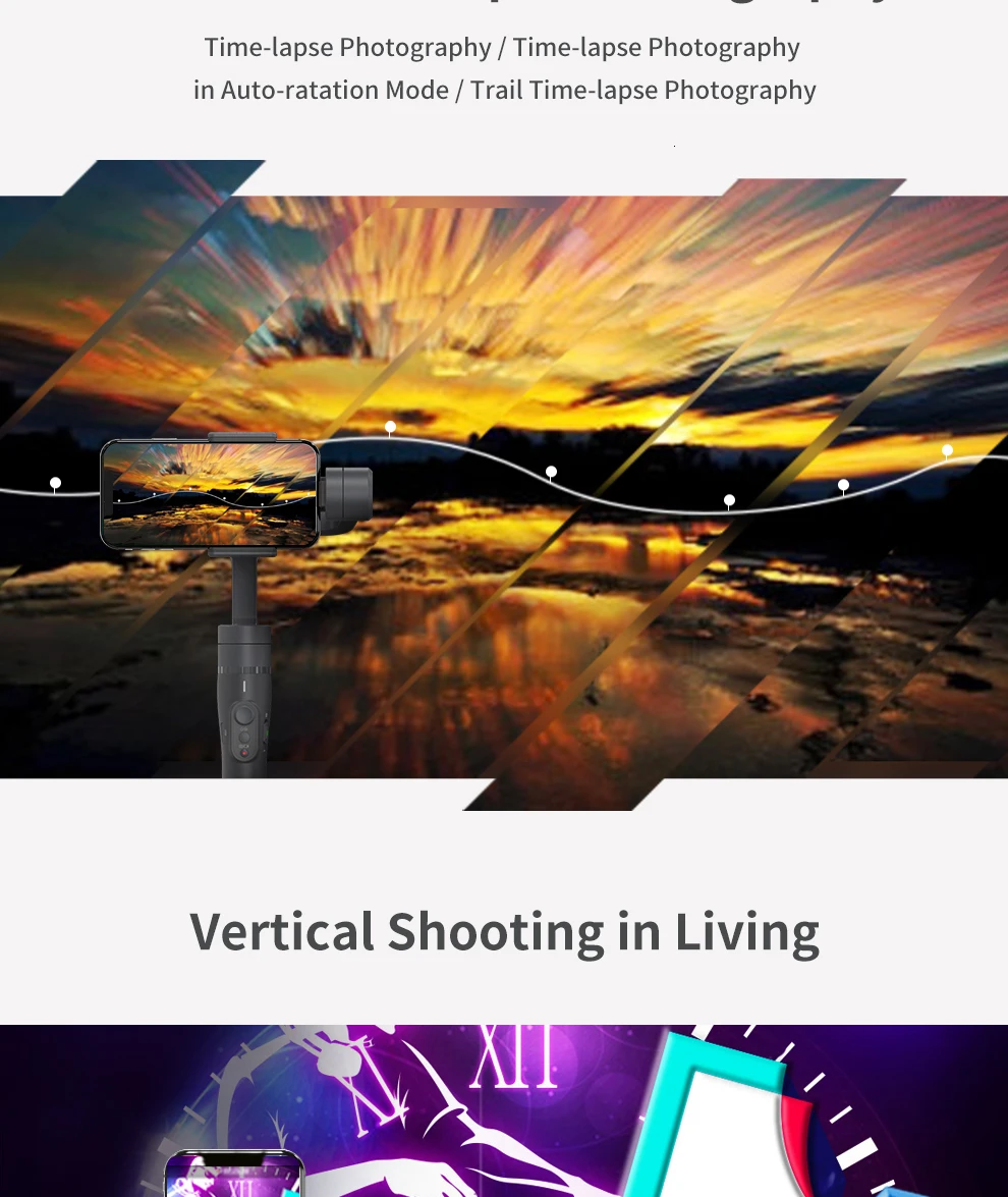 FeiyuTech Vimble 2 ручной смартфон карданный штатив стабилизатор с 183 мм полюсом для iPhone X 8 7 samsung XIAOMI 57~ 84 мм