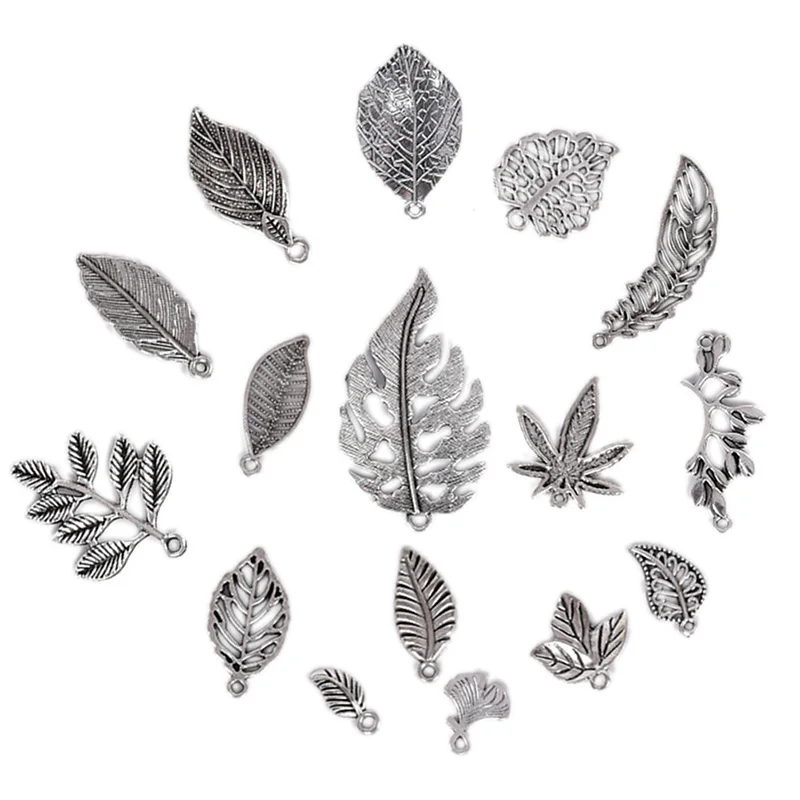 16 шт./компл. новые тибетские серебряные смешанные стили подвески в виде листьев DIY