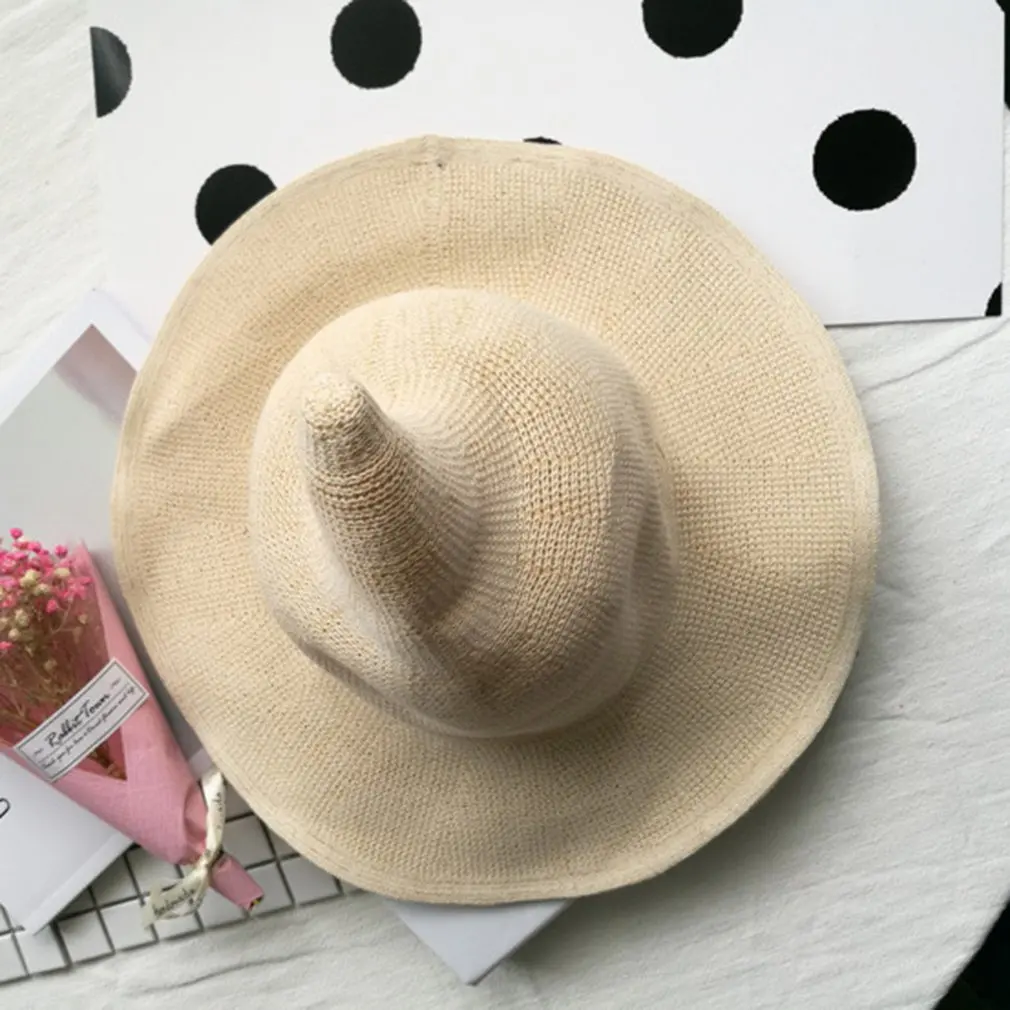 Hat Female Korean Version Of The Witch Spire Big Cotton Yarn Knit Foldable Basin Fisherman |
