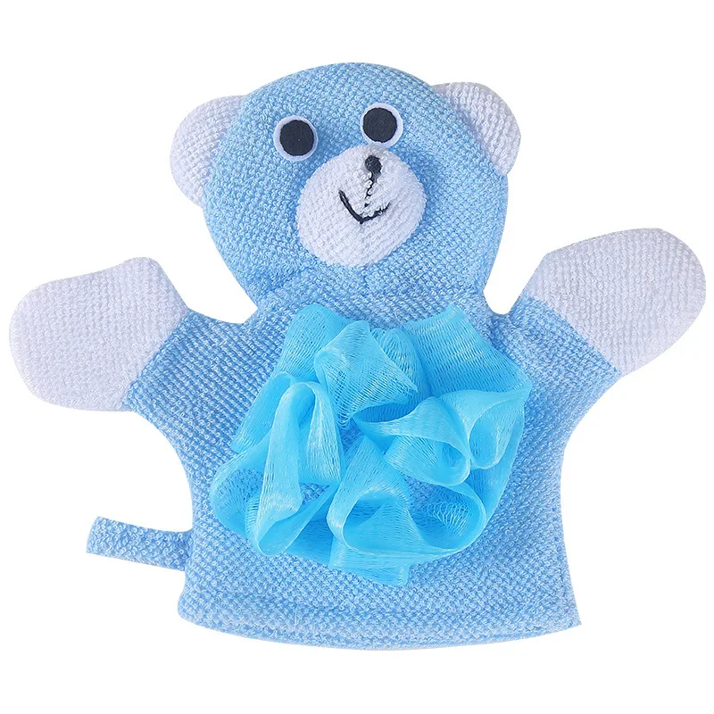 Blue Мягкие Детские банные щетки, полотенца, Мультяшные животные, форма рукавицы для душа, Мочалка для купания, Детская мойка, чистый душ, массаж - Цвет: Blue