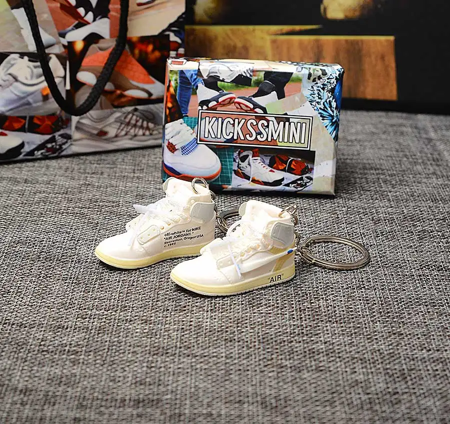 a pair w metal ring Персональный DIY Jordan Generation AIR JORDAN 1 chicago 3D кроссовок фигурный брелок сумка Подвеска парный брелок - Цвет: a pair w metal ring
