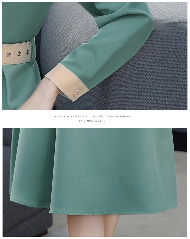 Модное Элегантное женское платье с отложным воротником и длинным рукавом тонкое