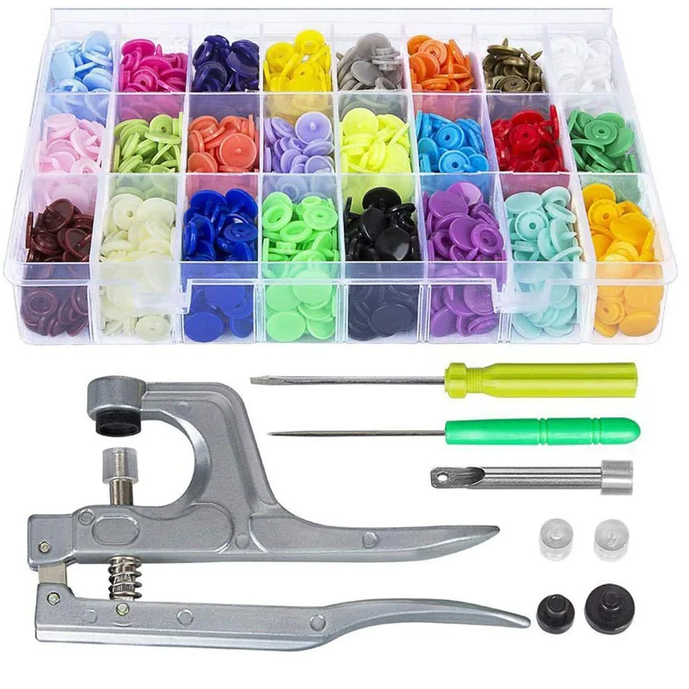 

150 Sets 360 Sets T5 Plastic Snap Button with Snaps Pliers Tool Kit & Organizer Containers Wallet and Clothes DIY Family Tailor