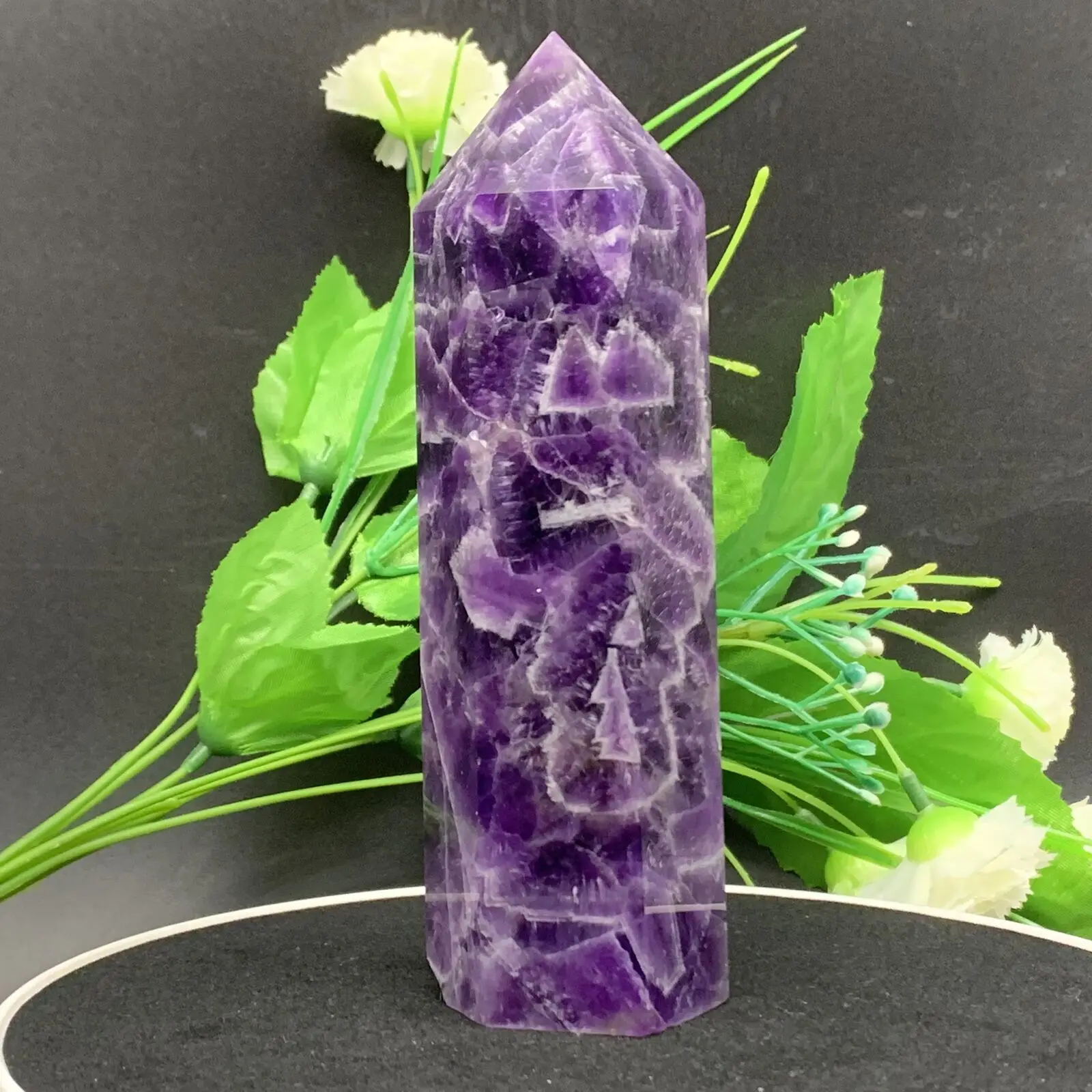

Natural dream amethyst obelisk healing quartz crystal column