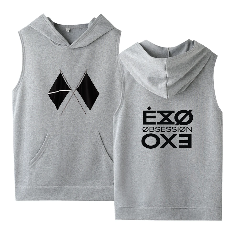 Толстовка с капюшоном EXO для мужчин и женщин без рукавов флисовая уличная