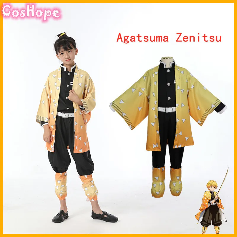

Zenitsu Cosplay Kids Demon Slayer Cosplay Kids Kimetsu No Yaiba Halloween Costume for Kids Children Costume for Boys and Girls