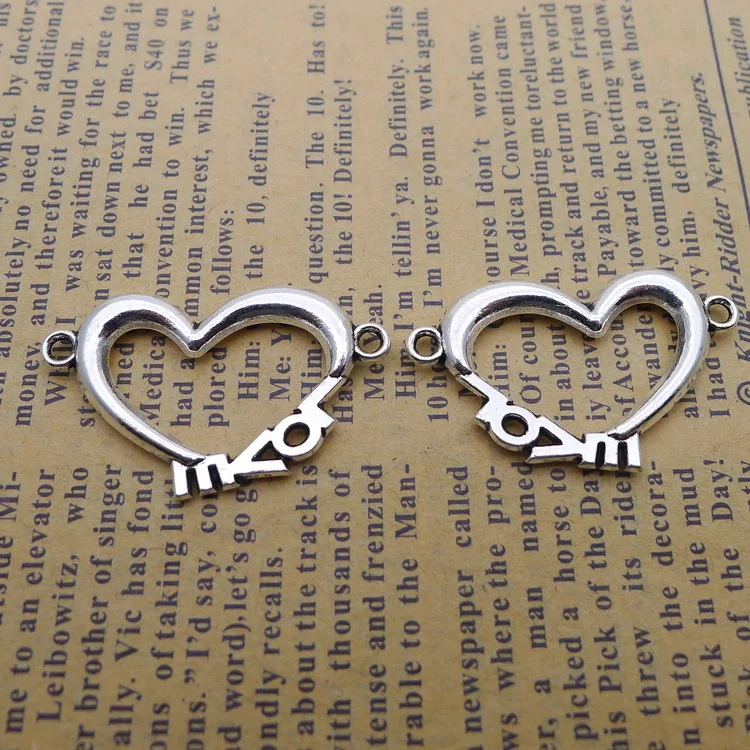 

Jewelry Making Supplies Love Connector Antique Silver Color 20x32mm 5 Pieces