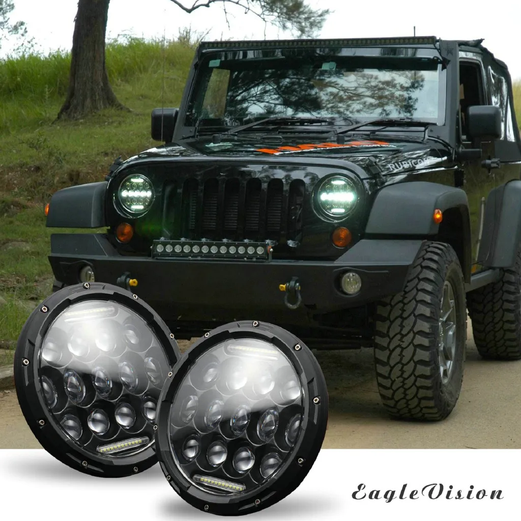 Round 300W Total Car LED Headlights Hi/Lo 97-18 For JEEP JK TJ LJ Wrangler 7Inch beautiful appearance durable светодиодные фар |