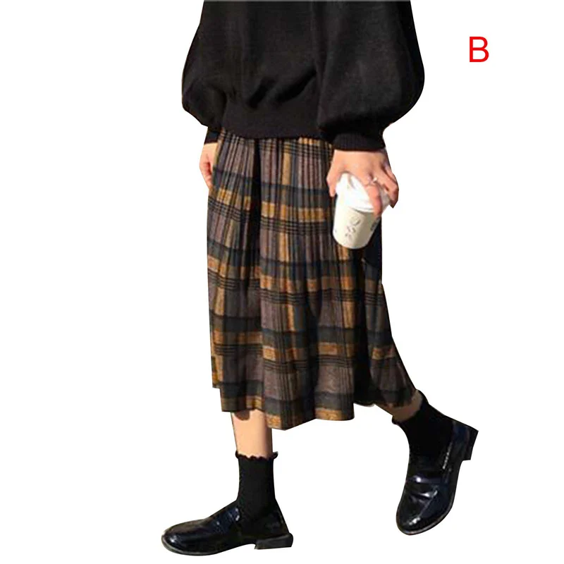 

Vintage Wool Pleated Plaid Skirt Women High Waist Skirt Harajuku Female Skirt Party Skirt Streetwear
