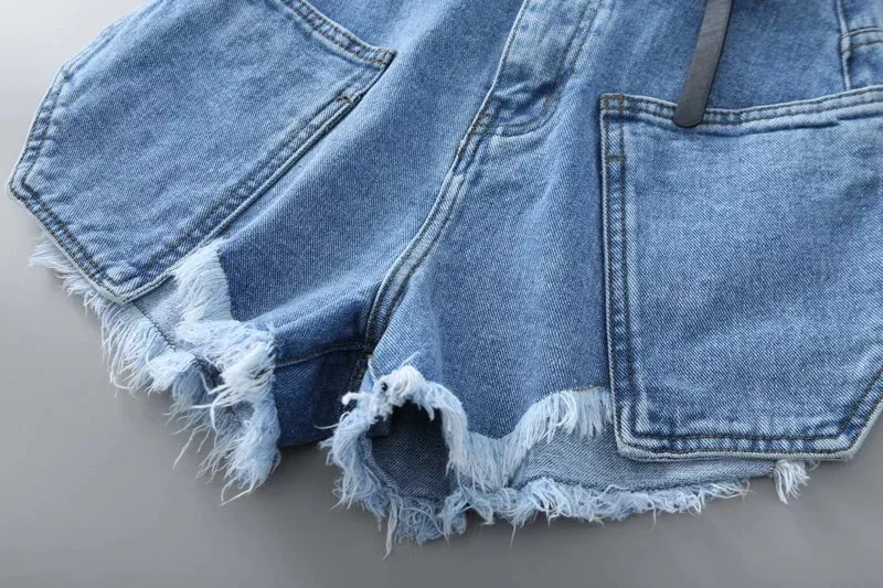 

New Summer Fashion Sexy Short Jeans Feminino Pocket Stitching Raw Edge Jeans Woman High Waist Ripped Women's Pants Donsignet